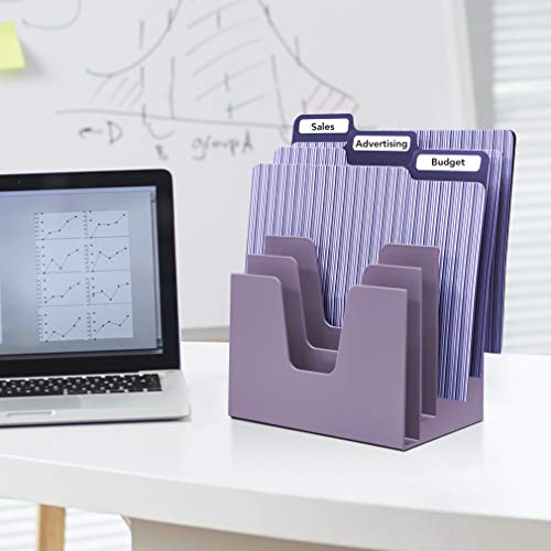 5 Section Incline File Sorter Organizer, Desktop Mail Holder Purple - view 2