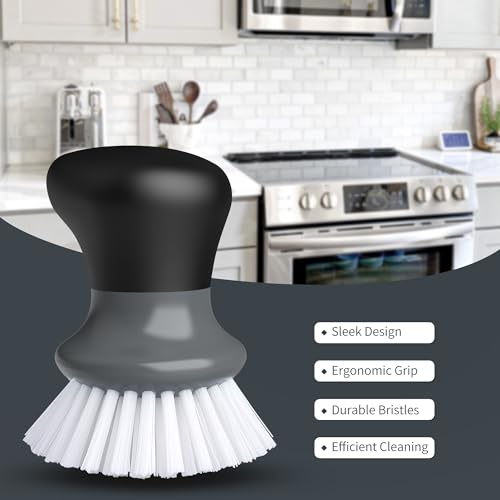 Dish Scrub Brush, Palm Brush Dish Scrubber, Gray, Pack of 2 - view 6