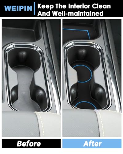 For 6PCS Refreshed Models 2022-2026 Silverado/Sierra 1500 & 2024-2026 Sierra 2500 3500 Console Liners-[3D High-Edge Liquid Silicone] Cup Holder Mats, Full Console w/Bucket Seats ONLY - Blue - view 4
