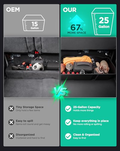 Truck Underseat Storage for Silverado Sierra: 2019-2026 Crew/Double Cab, Rear Under Seat Organizer Tool Box Car Accessory for Chevy Silverado & GMC Sierra 1500 2500HD 3500HD (w/ Detach Bin & Mesh Net) - view 2