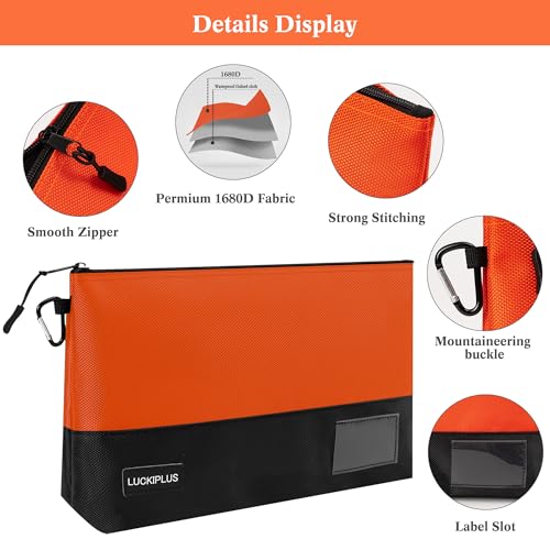 Canvas Tool Pouches Small Tool Bags with Zipper & Carabiner Clip Heavy Duty Zippered Tool Pouch Organizer Multipurpose Durable Mini Utility Setwear Tool Organization - view 3