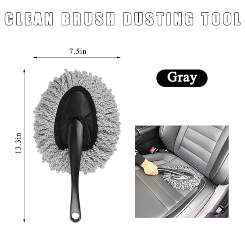 Car Dash Duster Brush, Super Soft Microfiber Multi-Functional Car Cleaning Brush, Scratch Free Dash Dusting Tool with a Anti-Skid Handle for Vehicle Home Kitchen Cleaning (Gray) - view 2