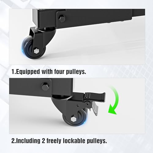 Door Storage Hanger Brackets Holder with Dust Cover Sliding Rack Bracket Compatible with 1987-2026 Jeep Gladiator JT & Wrangler JK JKU JL JLU TJ YJ Removable Stand Cart for 2/4 Door (Black) - view 6