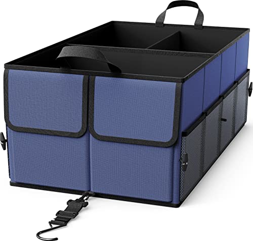 Foldable Car Trunk Organizer for SUV, 3-Compartment, Blue