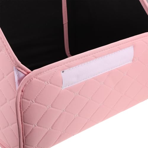 Foldable Car Trunk Organizer Box for Easy Storage Pink Artificial Leather - view 3