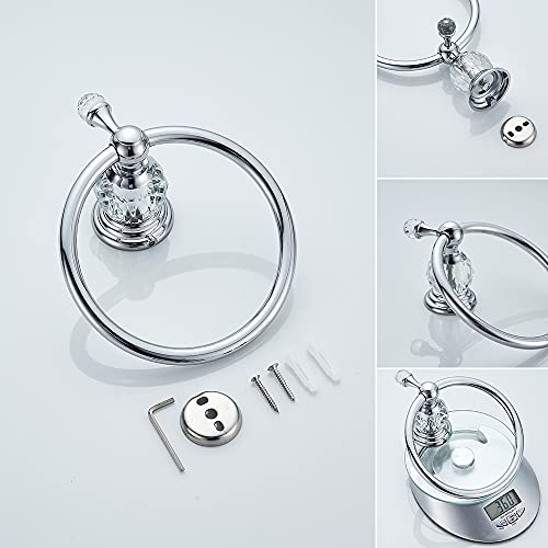 Chrome Towel Ring, Crystal Hand Towel Holder Polished Bath Towel Bar Bling Bathroom Accessories Wall Mounted - view 3