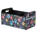 Paws Car Trunk Organizer Foldable Storage Bin with Handles Non Slip Base Pet Gear Travel Tote for SUV Truck (Floral Pawscape)