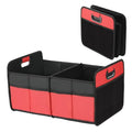 2 Compartments Car Trunk Organizer, 600D Waterproof Oxford Polyester Car Storage, Anti-slip 14" D x 22" W x 12" H Collapsible Trunk Storage, Suitable for SUV, Minivan, Truck, Red