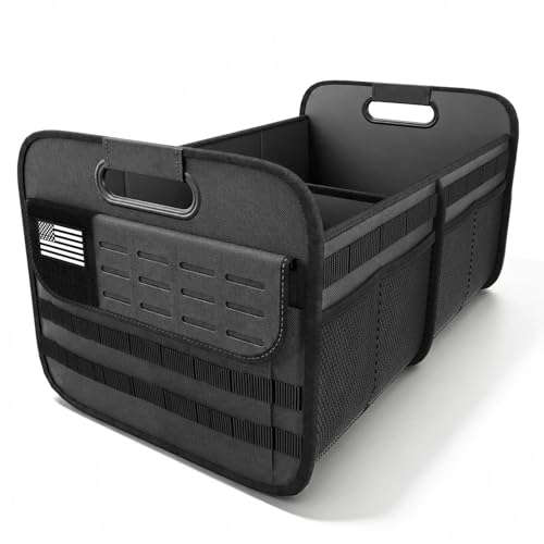 Car Trunk Organizer for SUV- 70L Tactical MOLLE Car Storage, Black