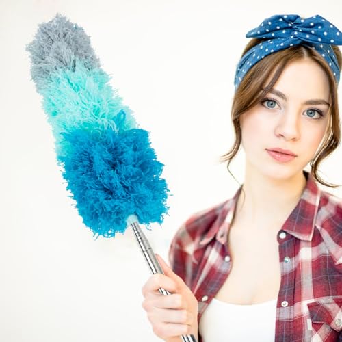 Telescopic Down Duster 2.5m Extendable Dusting Brush 5pcs Set with Thick Rod Lightweight Electrostatic Dust Remover for Home Ceiling Cleaning - view 6