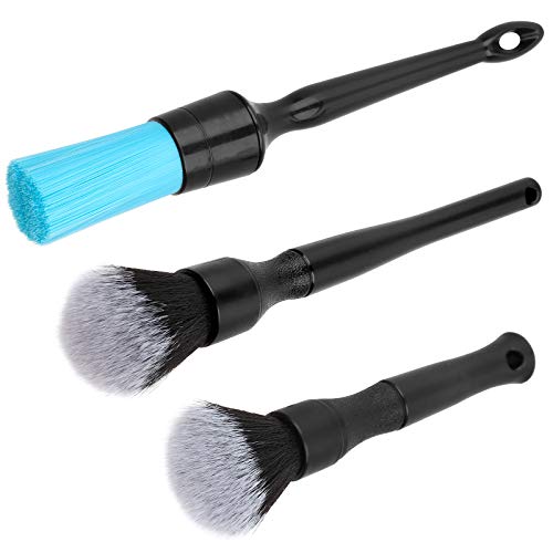 3 Pack Ultra-Soft Detailing Brush Set, Comfortable Grip and Scratch-Free Cleaning for Exterior, Interior Panels, Emblems, Badges, Gauge Cluster, Infotainment Screen
