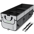 Car Trunk Organizer with Insulated Grocery Bag- 110L High Capacity Car Storage Box, with 4 Compartments, Reflective Strip, Cover, for Auto, SUV, Truck, Minivan