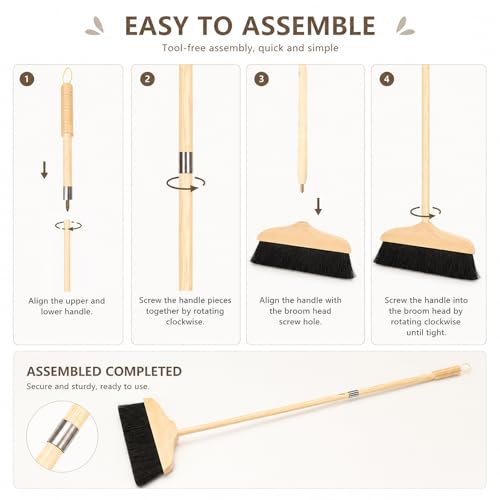 Horsehair Broom with Handle for Hardwood Floors, 35 in Long - view 4
