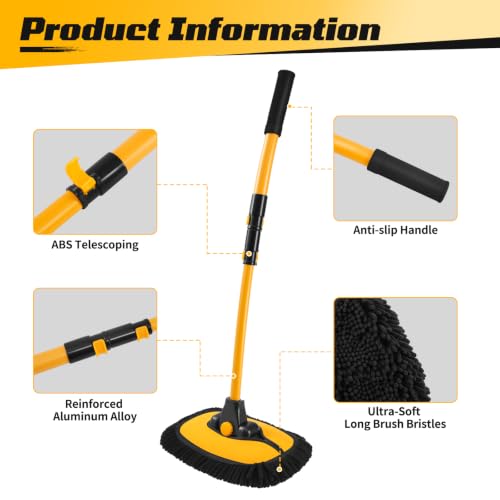 15° Curved Car Wash Brush with Long Handle, Car Wash Mop Kit - view 7