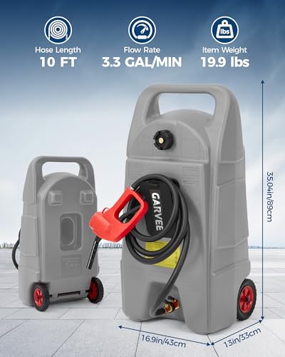 Slim 15 Gallon Gas Can, Fuel Tank Container with LE Fluid Transfer Manual 10 FT Siphon Pump, Portable Diesel Gas Storage Caddy Wheels for ATV, Weeder, Boat, Tractor, Snow Blower,Generator - view 2