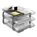 Traditional 3 Tier Letter Tray, Front Load Design, A4 Letter Size, Desktop Organizer (Plastic) (Clear Crystal Color)
