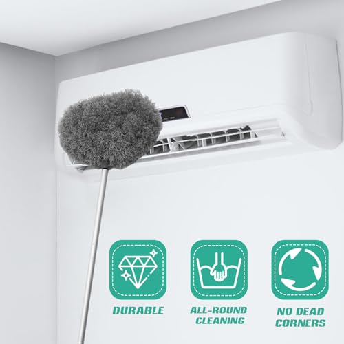 Ceiling Fan Cleaner Duster,Reusable Microfiber Ceiling Fan Blade Cleaner Duster with Extendable Long Handle Removable 13 to 48 in for Cleaning Bookshelves,Door,Window Top (Gray) - view 7