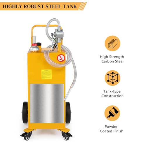 30-Gallon Fuel Caddy on 4 Wheels with Fuel Transfer Pump,Yellow - view 5
