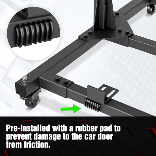 Door Storage Hanger Brackets Holder with Dust Cover Sliding Rack Bracket Compatible with 1987-2026 Jeep Gladiator JT & Wrangler JK JKU JL JLU TJ YJ Removable Stand Cart for 2/4 Door (Black) - view 3