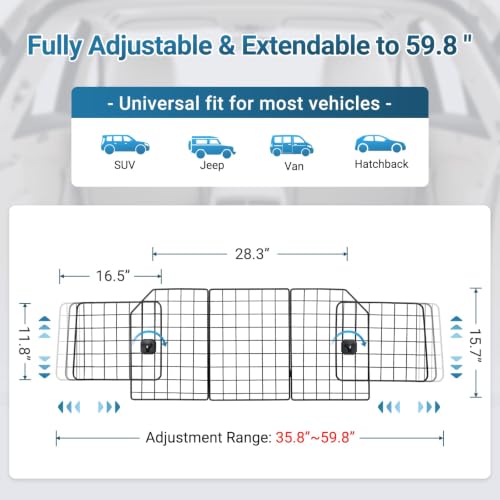 Dog Car Barrier for SUV, Heavy-Duty Steel Wire Pet Gate, Foldable - view 4