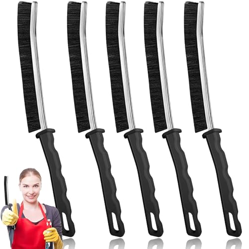 Commercial-Grade Crevice Cleaning Brush Set, Ultra-Stiff Heavy-Duty Gap Scrubber Tools for Bathroom Grout, Window Tracks & Auto Detailing, Zero Cross-Contamination