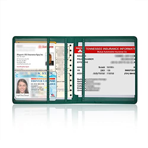 Car Registration and Insurance Holder, 5.5 x 5 Inch PU Leather Vehicle Glove Box Organizer Wallet Case Organizer for Insurance Card, Driver License, Essential Document, Paperwork - view 3