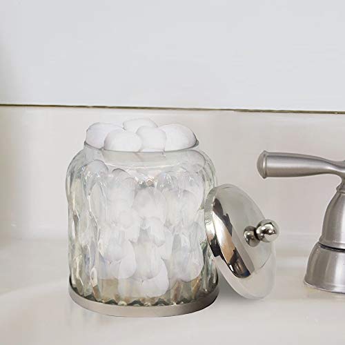 GLA330-1 Glacier Q tip Holder, Bathroom Vanity Glass Storage Organiser Canister, Apothecary Jar Swabs, Round Cotton Balls, Rainbow Lustre Finish (Pack of 2) - view 4