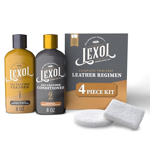 Leather Cleaner and Conditioner Kit for Furniture Car Interiors Shoes Handbags, Leather Cleaner and Conditioner Two-Step System with 2 sponges, 8 oz Each
