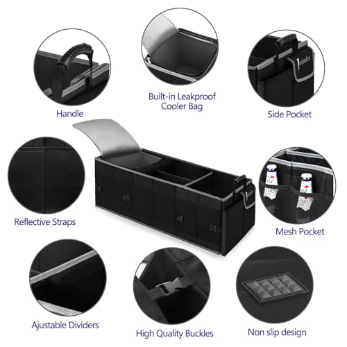 Trunk Organizer and Storage with Built-In Insulated Leak Proof Cooler Bag - view 4