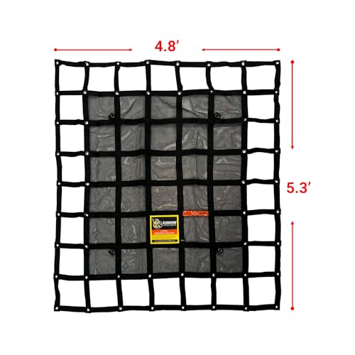 Heavy Duty Cargo Net -Truck Accesories-Truck organizer -Bed Cover-Interior- Roof Rack-Trunk organizer-Cargo Net Offroad-SUV -Rubicon -Camping-(WLL)1,500 lbs (GRN-100) 4.8' x 5.3' - view 2