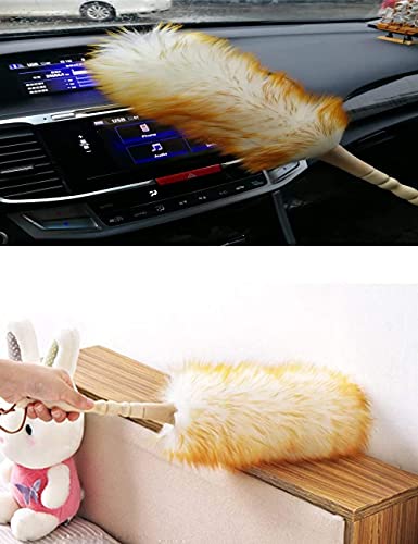J&A Lambswool Dusters with Solid Wooden Handle, Flexible Head, Anti-Static, Comfortable Grips 17.8 inchs Long Feather Duster for Office, Home and Car etc. - view 3