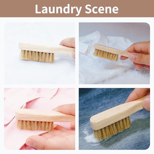 3Pcs Small Wood Laundry Stain Brush Set, Boar Bristles, Wooden Handle - view 4