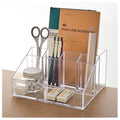 Stackable Desk Organizer, Clear Pen Pencil Makeup Brush Holder for Desktops and Vanities, 6 Compartment Caddy (Made in USA)