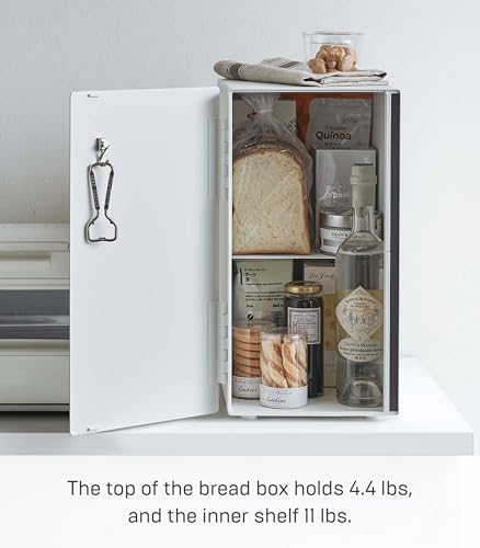 Home Tower Bread Box Keeper Holder Container, Metal Bread Holder Saver, Slim Space Saving Counter Storage - Steel - view 6