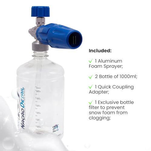 High-Performance Aluminum Snow Foam Cannon Kit - Premium Car Wash Foam Gun with 2 Bottles, Exclusive Filter, and Adjustable Nozzle - Essential Car Cleaning Supplies (Blue) - view 3