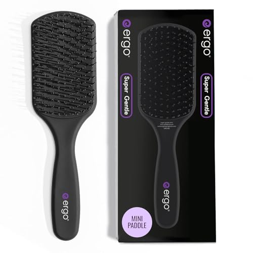 Super Gentle Mini Paddle Brush for Blow Drying - Hair Brushes for Women with Thick or Thin Hair - Dual Hairbrush for Women - Detangler Hair Brush - Gently Detangles Curly or Wet Hair - ERG750