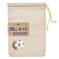 100% Cotton Drawstring Muslin Bags, Medium 5x7, 25 Pcs