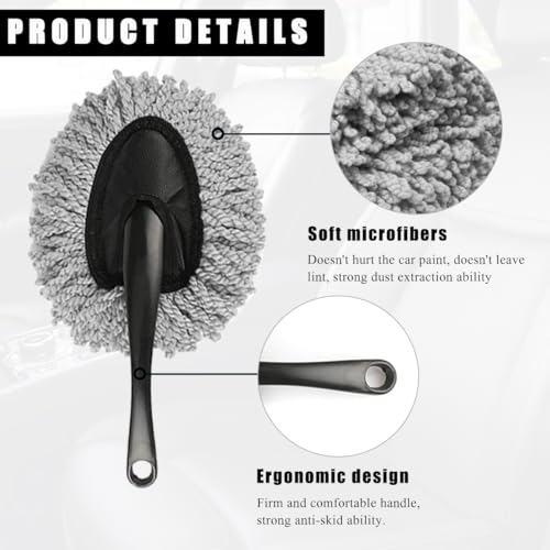Car Dash Duster Brush, Super Soft Microfiber Multi-Functional Car Cleaning Brush, Scratch Free Dash Dusting Tool with a Anti-Skid Handle for Vehicle Home Kitchen Cleaning (Gray) - view 3