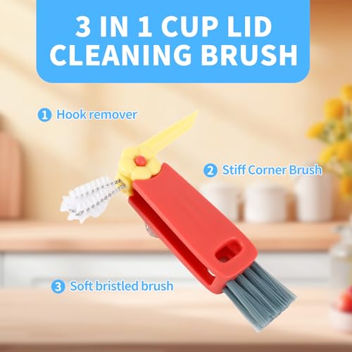 3-in-1 Water Bottle & Cup Lid Brush Cleaner Kit - Multifunctional Gap Cleaning Brush for Lids, Bottles, Straws | 3-Piece Set for Home, Travel (Bottle Brush Cleaner Tools) - view 6