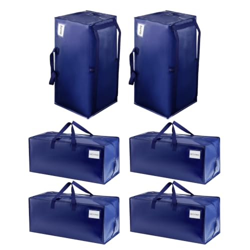 6 Pack Heavy Duty Moving Bags with Backpack Straps, Zippers & Handles, Extra Large Packing Bags for College Dorm Essentials, Moving Supplies Alternative to Cardboard Moving Boxes