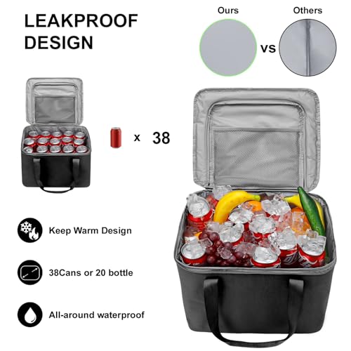 Car Trunk Organizer and Storage with Lid & Removable Leakproof Cooler Bag, Car Accessories 6 Removable Dividers for Custom Space, Collapsible Large Trunk Organizers Interior for SUV Sendan with Cover - view 5