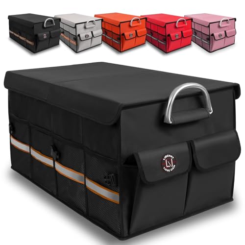 Trunk Organizer, LIBZAKI Cargo Organizer, Premium Multi Compartments Collapsible Portable Trunk Storage for auto, SUV, Truck, Minivan -Black
