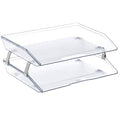 Facility 2 Tier Letter Tray, Side Load, Letter Size/A4, Desktop File Organizer, Plastic (Clear Crystal Color)