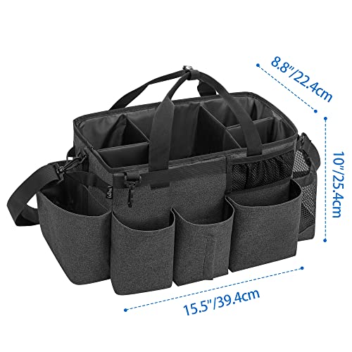 Wearable Cleaning Caddy Bag with 4 Foldable Dividers, Black - view 6