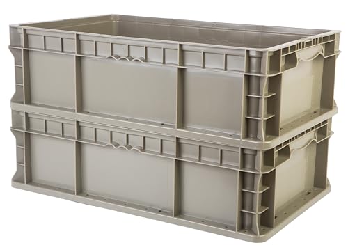 Hudson Exchange 24 x 15 x 7.5" (2 Pack) Straight Wall Handled Storage Container Tote, Gray/Brown - view 3