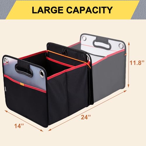 Car Trunk Organizer, Collapsible Auto Trunk Organizer Storage, Portable Grocery Cargo Container with Two Large Compartments for SUV, Vehicle, Truck, Home and Office - view 3