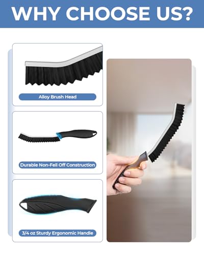 Crevice Cleaning Brushes, Cleaner Scrub Brush Tool for Hard to Reach Tight Space, Home Essentials, Serrated Scrub Brushes, Cleaning Supplies for Shower, Bathroom, Kitchen, Toilet (6, Black) - view 5