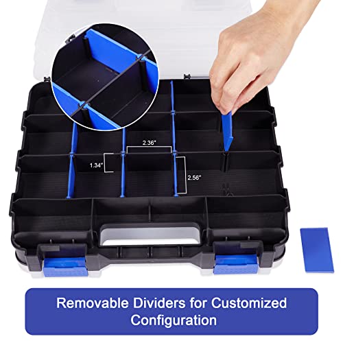 Small Parts Storage Case Tools Box Organizer Double Side 34 Compartments Hardware Organizers with Removable Plastic Dividers for Screws Nuts Nails Bolts - view 5