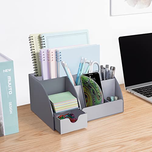 Grey Desk Organizer, 9 Compartments, Office Supplies and Desk Accessories Organizer, Office Decor Desktop Organizer (Gray) - view 5