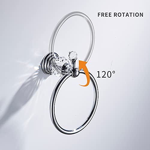 Chrome Towel Ring, Crystal Hand Towel Holder Polished Bath Towel Bar Bling Bathroom Accessories Wall Mounted - view 5